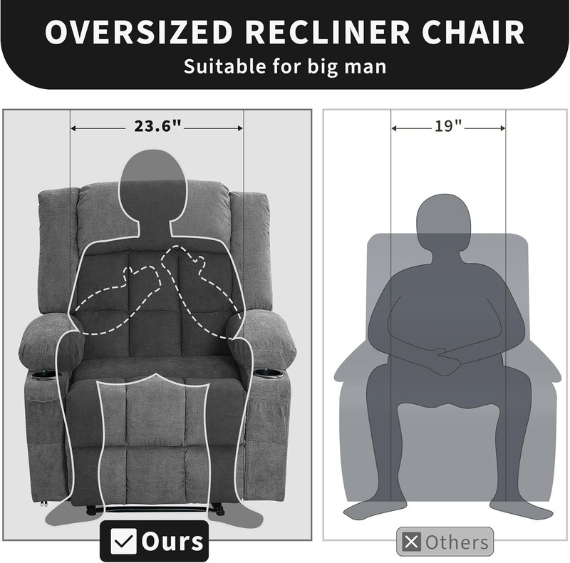 145° Recliner Chair with Massage Heat, Cup Holders & Pockets for Living Room gallery