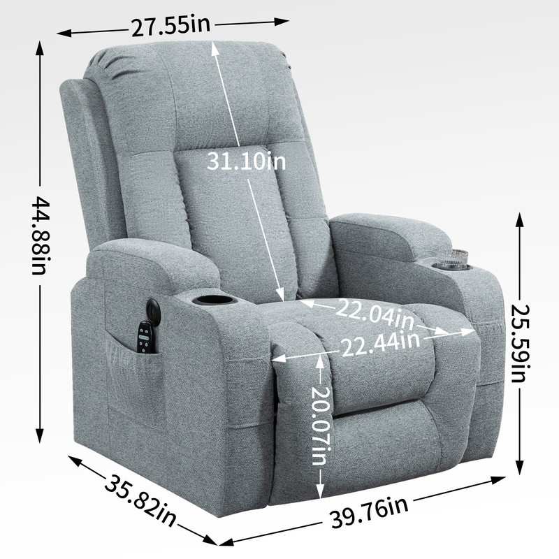 Elderly Recliner Chair with Okin Motor, Massage, Heating, USB, Cup Holders gallery