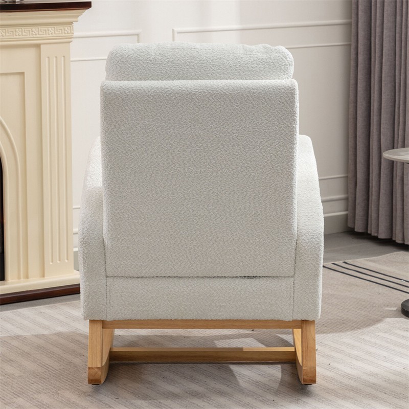 Accent Rocking Chair with Footrest High Back Rubber Wood Rocking Legs Bedroom gallery