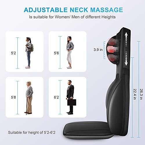 Shiatsu Back Massager with Heat, Deep Kneading & Rolling Massage Chair Dark gallery