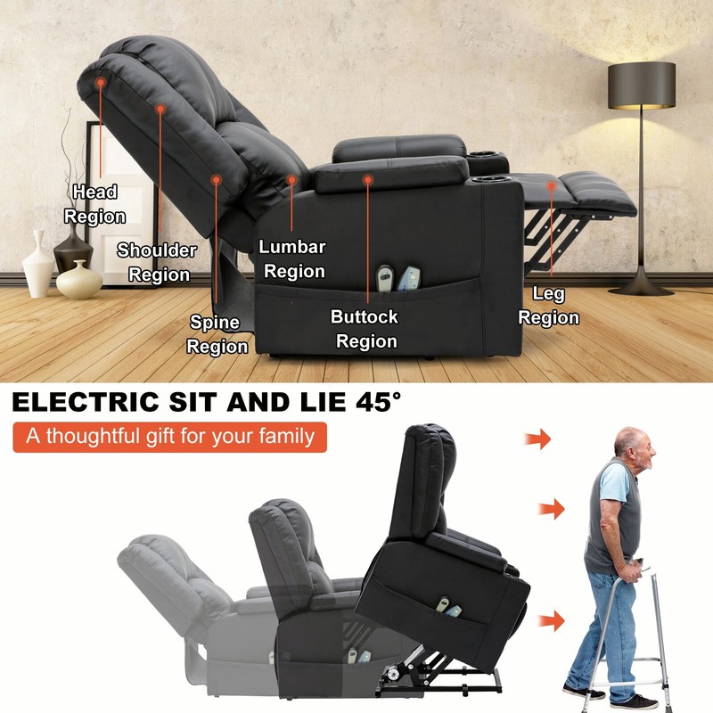 Comhoma Power Lift Recliner Chairs for Elderly Big Heated Massage Recliner Sofa gallery