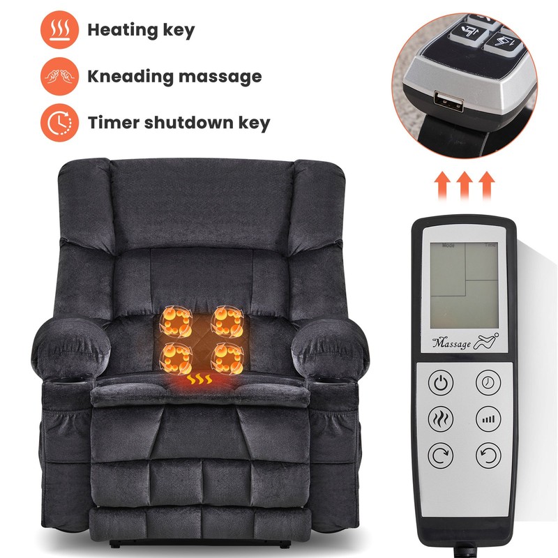 Large Power Lift Recliner for Elderly, Dual Motor Lay Flat w/ Heat Massage gallery