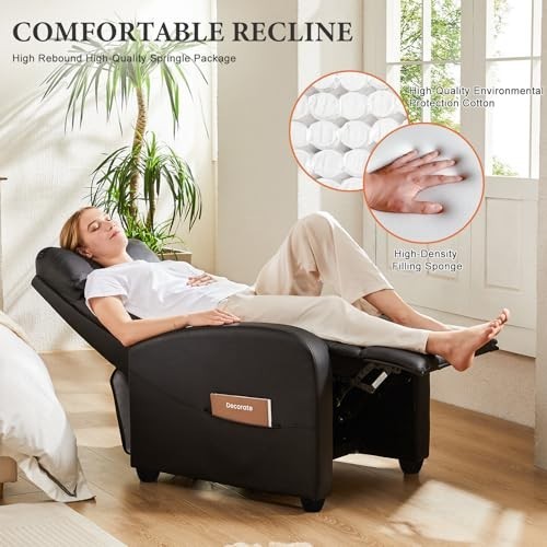 Adjustable Massage Recliner Chair for Adults, Lumbar Support, Modern Fabric, Bla gallery