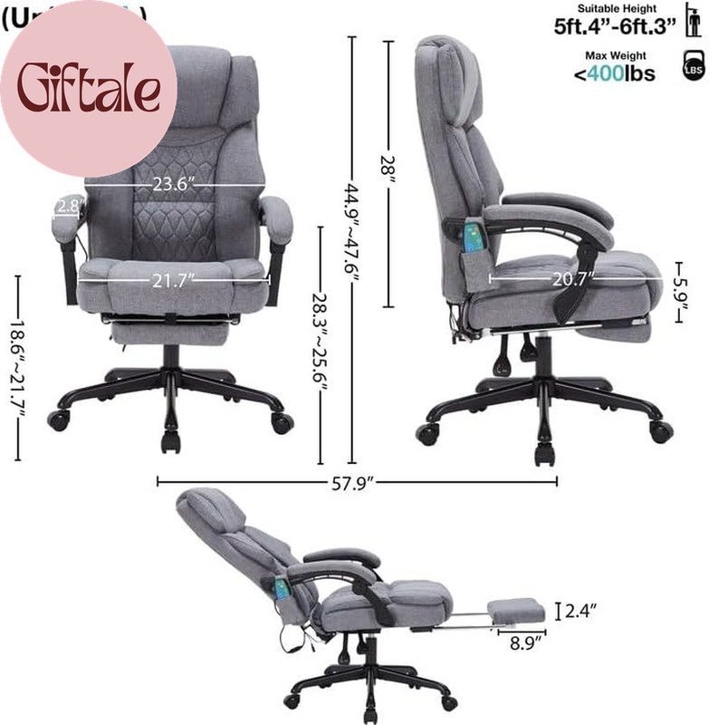 Massage Office Chair with Heat,Reclining Office Chair with Foot Rest,6 Points Vi gallery