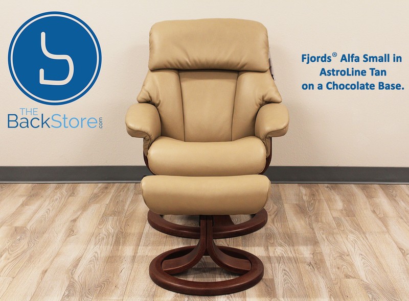Fjords Alfa Small Recliner Chair and Ottoman AL 552 Tan Leather Lounger gallery