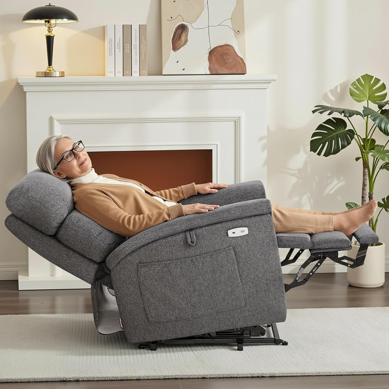Dark Grey Power Lift Recliner Chair with Massage, Heat & Adjustable Headrest gallery