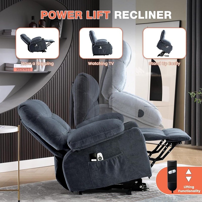 Electric Power Recliner Chair W/ Lift Assist Massage Heat USB Charging Port gallery