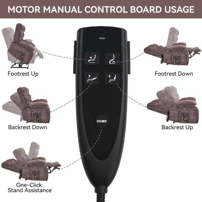 GZMR Dual Motor Power Lift Recliner w/ Heat & Massage, Brown Chenille gallery