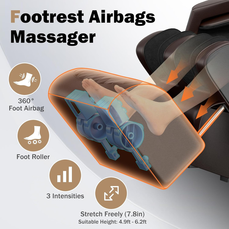 53" Full Body Shiatsu Massage Chair - Zero Gravity, Heat & Dual Control, Brown gallery
