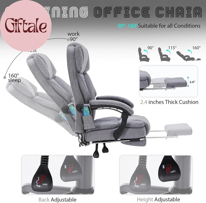 Massage Office Chair with Heat,Reclining Office Chair with Foot Rest,6 Points Vi gallery