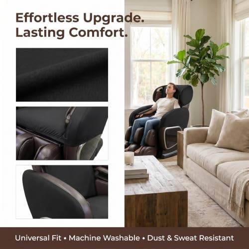 Full Body Shiatsu Massage Chair Cover Slipcover Recliner Body+Foot Black gallery