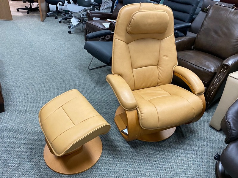 Fjords Admiral Large Recliner Chair and Ottoman AL 539 Saddle Leather Lounger gallery