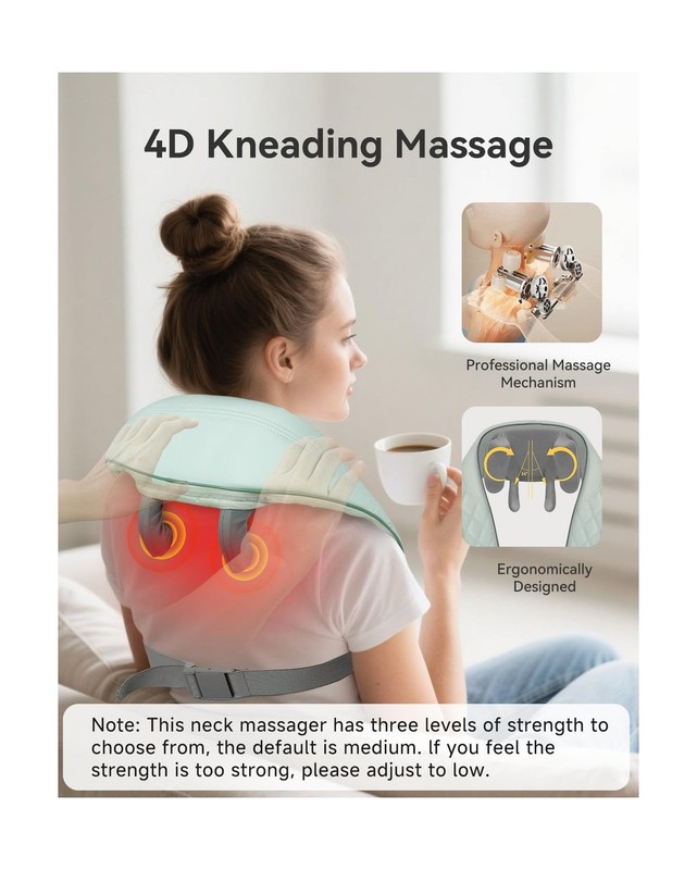 Snailax Cordless Shiatsu Neck Massager with Heat, 4D Kneading Back Shoulder M... gallery