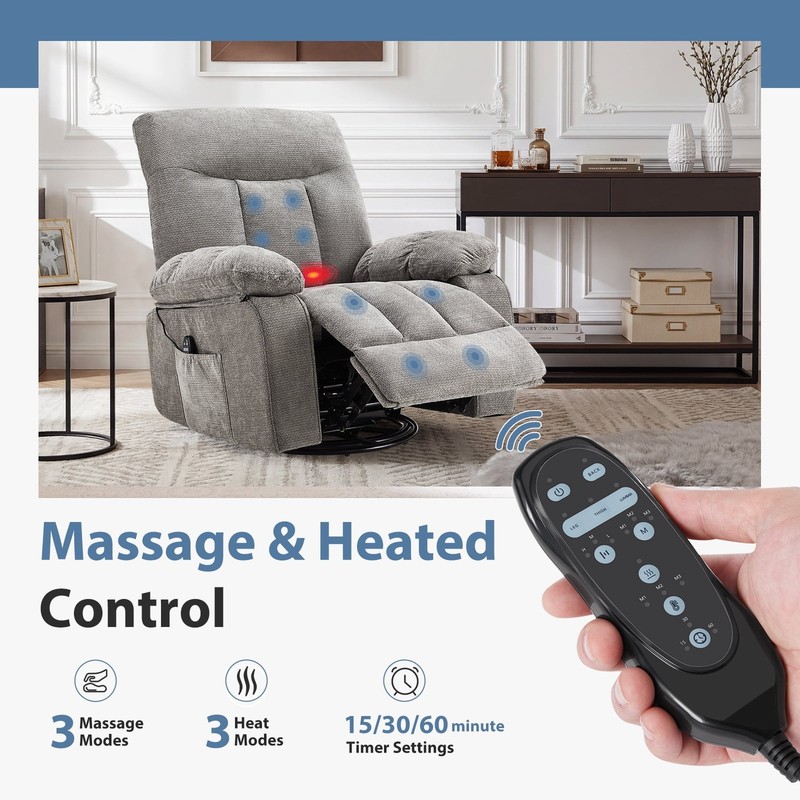 Swivel Rocker Recliner Chair Recliner with Vibration Massage & Lumbar Heating gallery