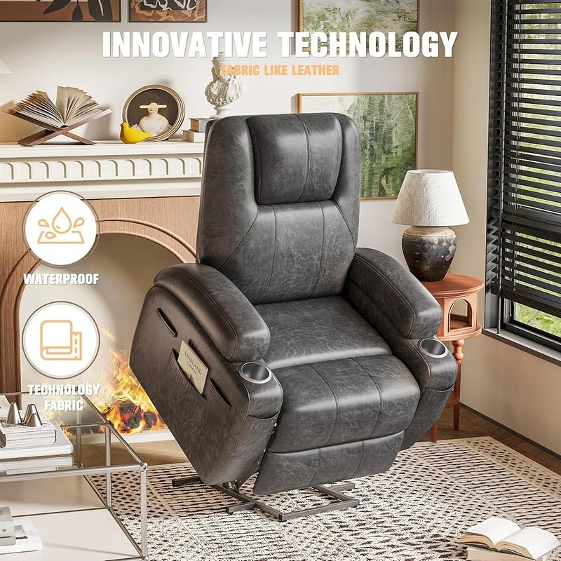 Power Lift Recliner Chair W/ Vibration Massage & Storage Pocket Easy Assembly US gallery