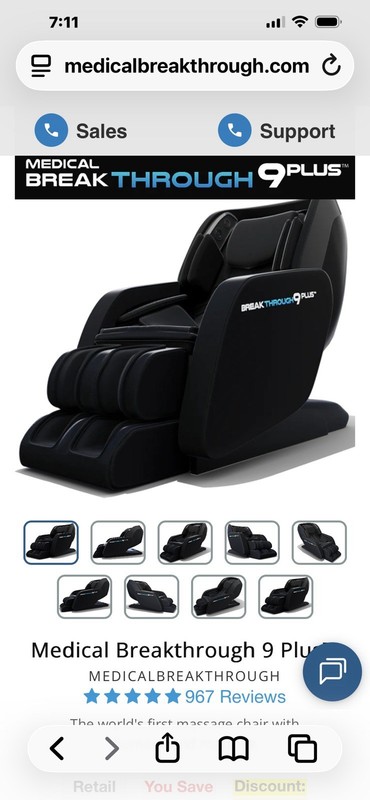 Medical Breakthrough 9 Plus 4D Massage Chair Black Faux Leather Remote gallery