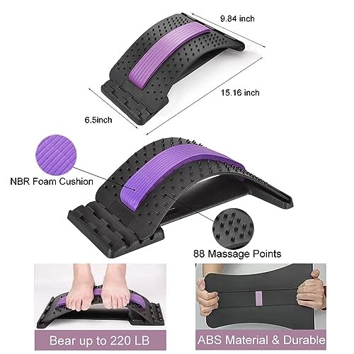 Back Stretcher Lumbar Cracker Board Massager Adjustable Purple ABS Foam gallery