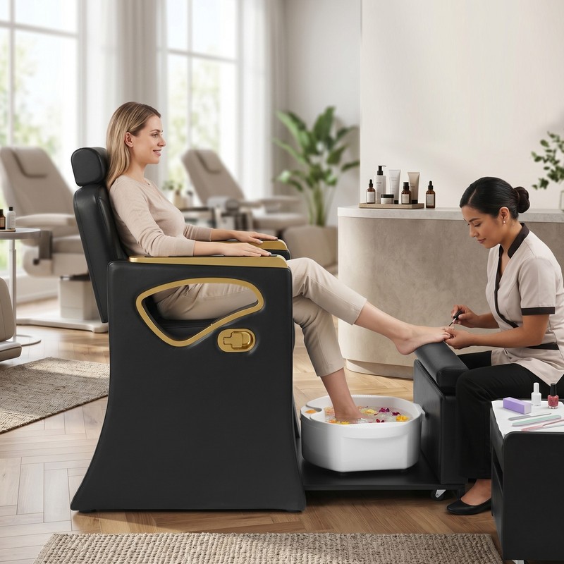 Reclining HeavyDuty Pedicure Chair with Vibration Foot Spa Tub Nail Salon Beauty gallery