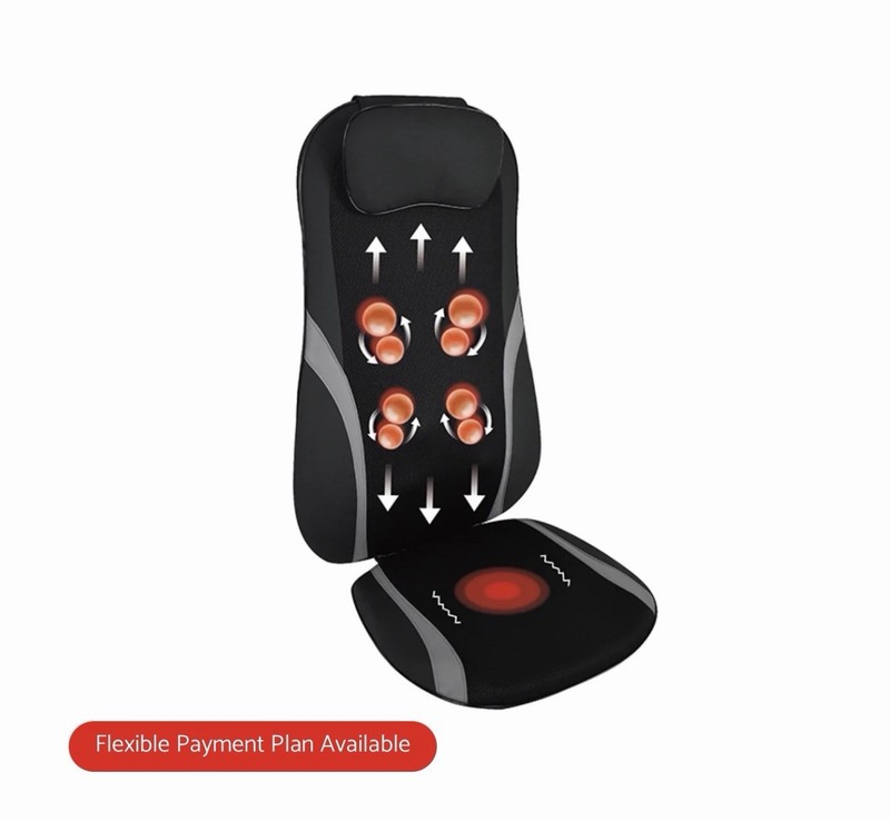 JuvaSeat Heated Shiatsu Red Light Therapy Massage Chair Pad Rolling Vibration