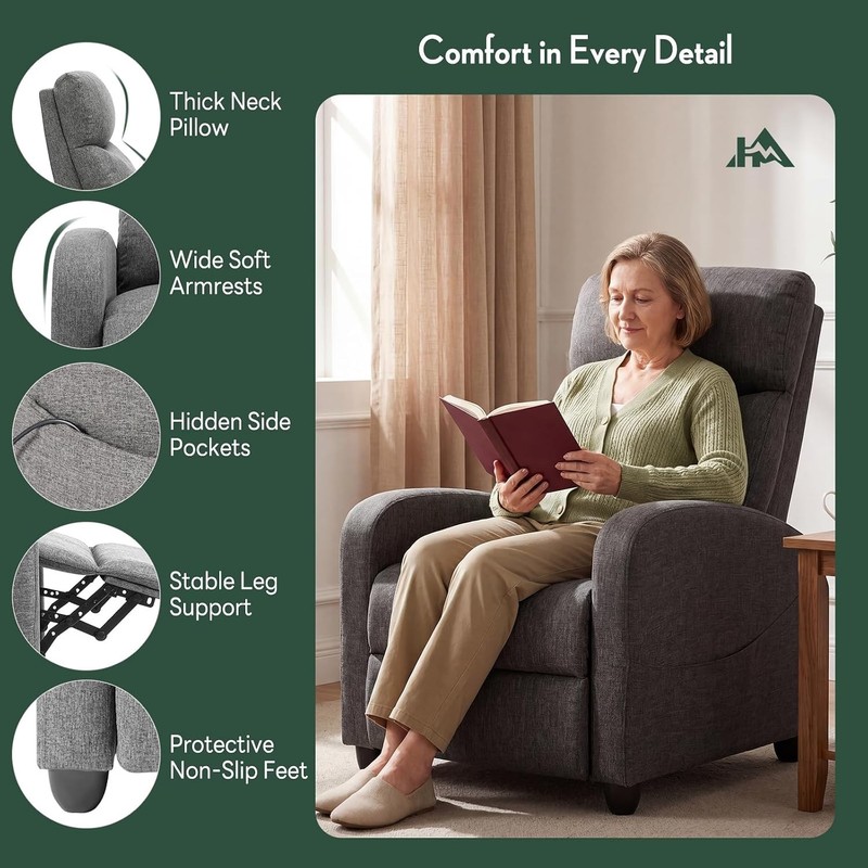 Contemporary Greige Recliner Sofa with Full-Body Massage & Adjustable Footrest gallery