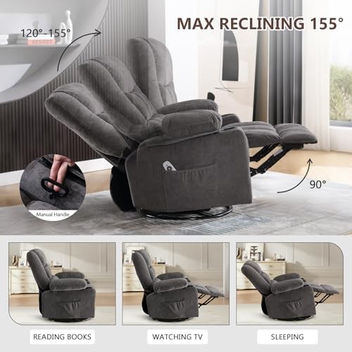 Swivel Rocker Recliner Chair with Vibration Massage and Heat Ergonomic Lounge gallery