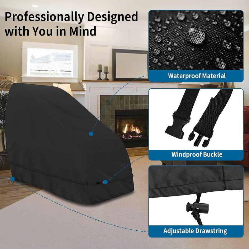 Waterproof Dustproof Massage Chair Cover for Zero Gravity Recliners, Black gallery