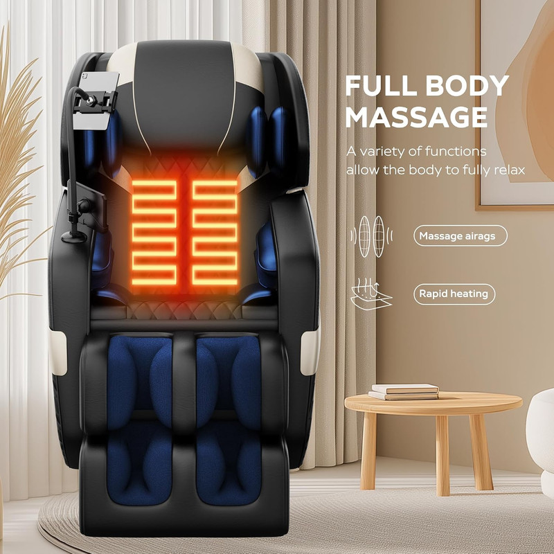 Zero Gravity Massage Chair with Heat, Foot Roller & Bluetooth Speakers - Black gallery