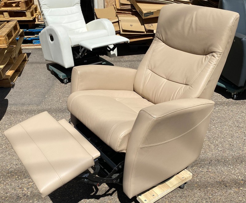 Fjords Ulstein Small Swing Swivel Relaxer Manual Recliner Chair Sandel Leather gallery