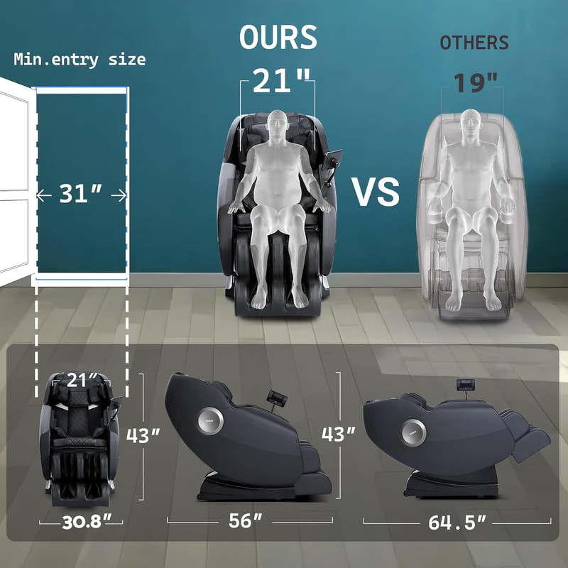 Zero Gravity Full Body Massage Chair with Heat, 20 Modes & Bluetooth Speaker gallery