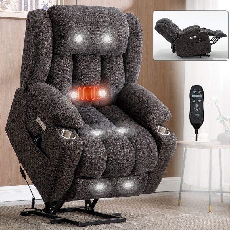 Heavy Duty Electric Massage Chairsm – Upto 350 LBS Chenille Power Recliner Chair