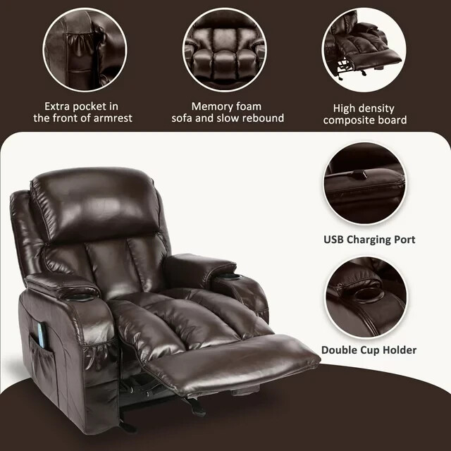 Massage Swivel Rocker Recliner Chair with Vibration Massage and Heating Pad gallery