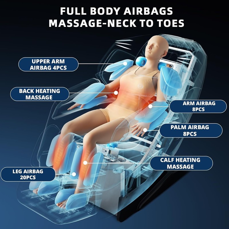 Full Body Zero Gravity Massage Chair with 40 Airbags Black gallery