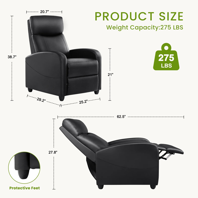 Massage Recliner Chair Padded Seat Backrest Heat Vibration Living Room Lounge Bl gallery