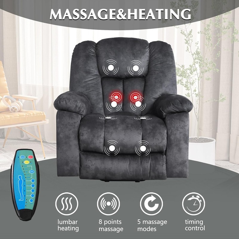 Large Power Lift Recliner Chair with Massage, Heat, and USB for Elderly gallery
