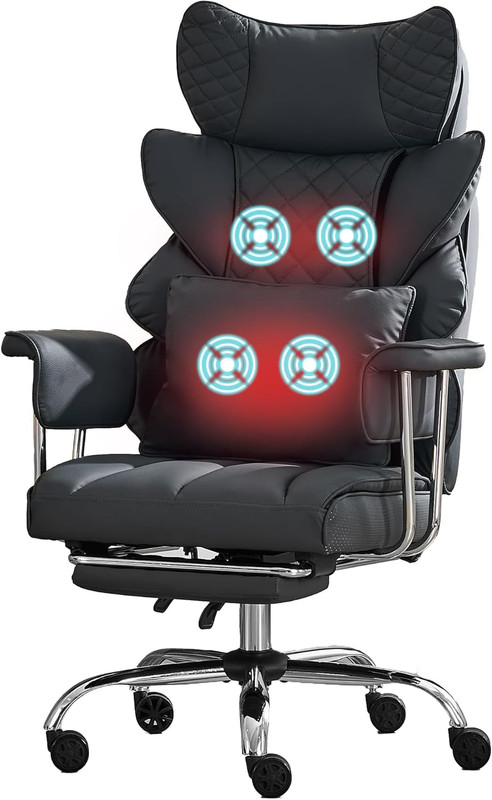 DYHOME 500 Lbs Reclining Massage Office Chair with Foot Rest, Kneading Massage H
