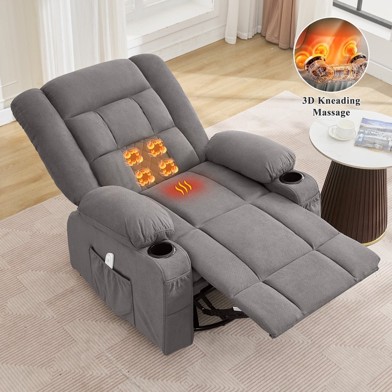 3D 4-Point Kneading Massage Rocking Recliner w / Heat 2 Cup Holders USB Port gallery