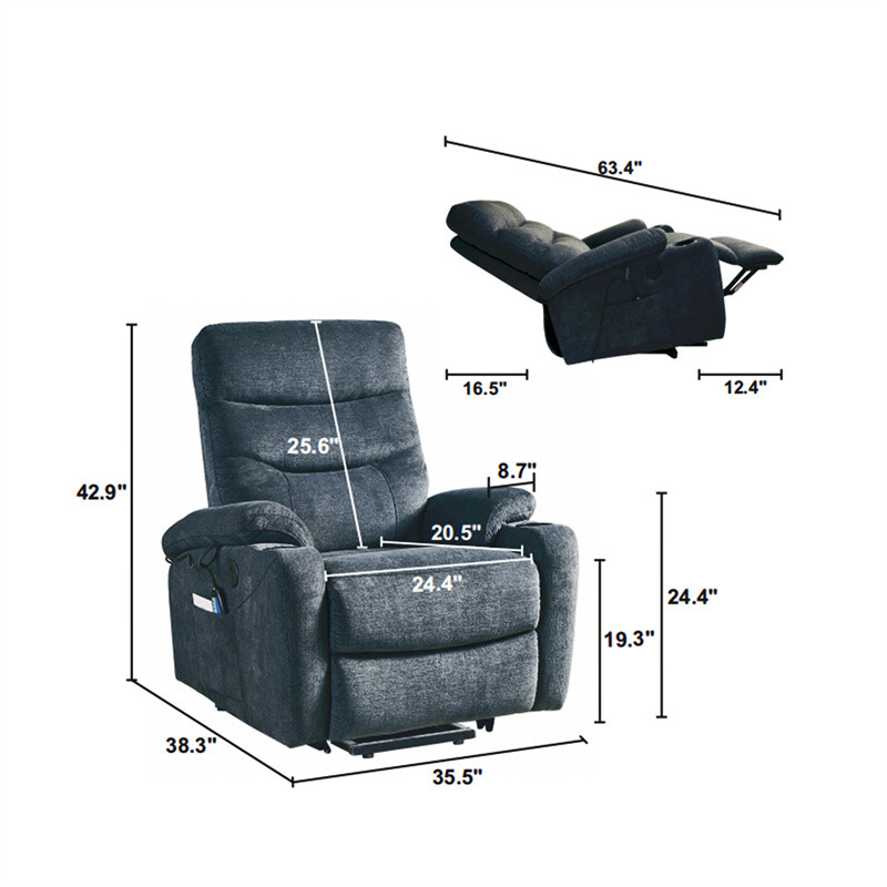 Liyasi Electric Power Lift Recliner Chair Sofa with Massage and Heat for Elderly gallery