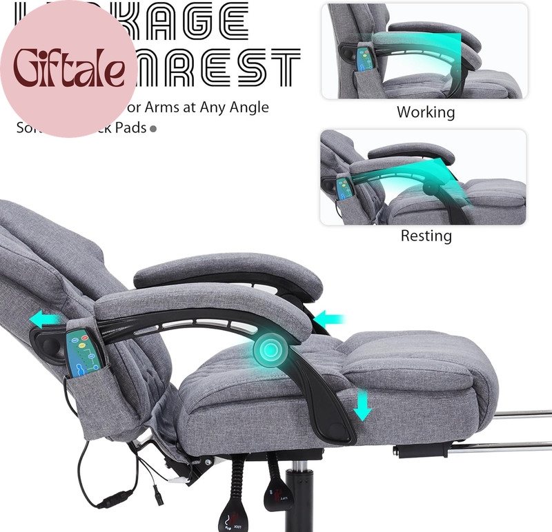 Massage Office Chair with Heat,Reclining Office Chair with Foot Rest,6 Points Vi gallery