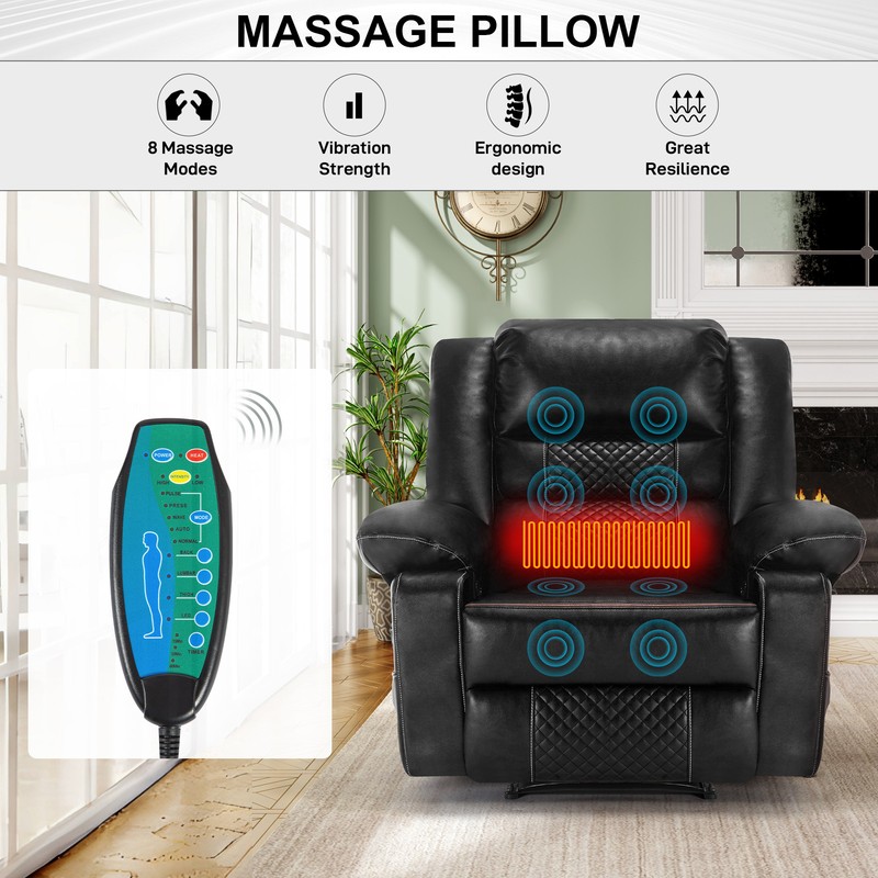 Breathable Leather Massage Recliner Chair Manual Living Room Reclining Sofa gallery
