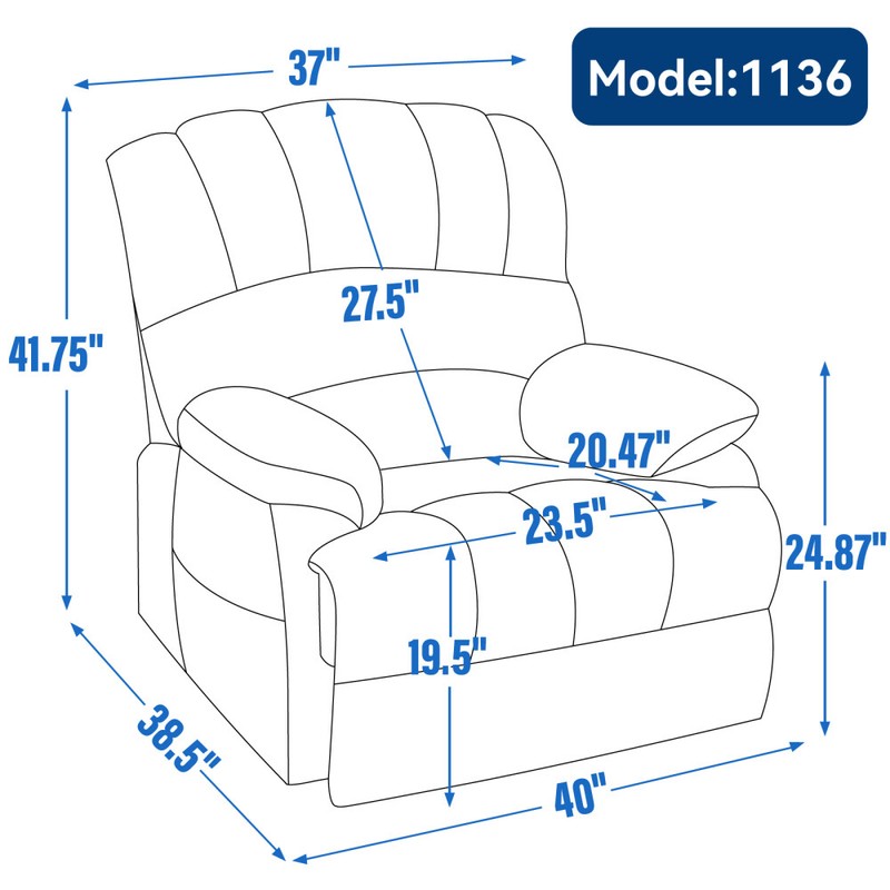 23" Seat Power Lift Recliner Chair w/ 8-Point Vibration Massage Lumbar Heating gallery
