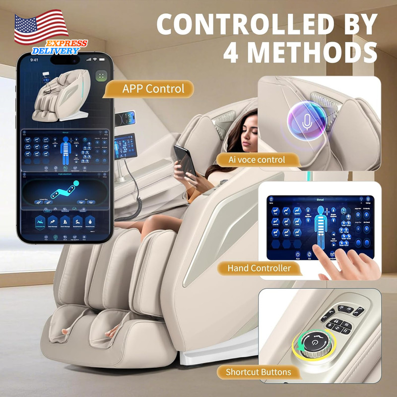 4D Massage Chair Full Body Zero Gravity Recliner 55“ Sl-Track 15 Auto Modes NEW gallery