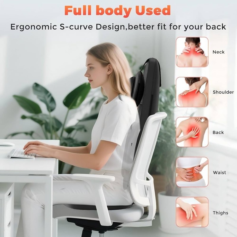 Belhope SJD-01 Massage Chair Cushion Black Heated Shiatsu Vibration LCD Remote gallery