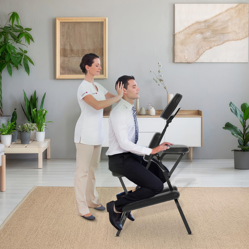 Adjustable Portable Massage & Tattoo Chair with Backpack - Black gallery