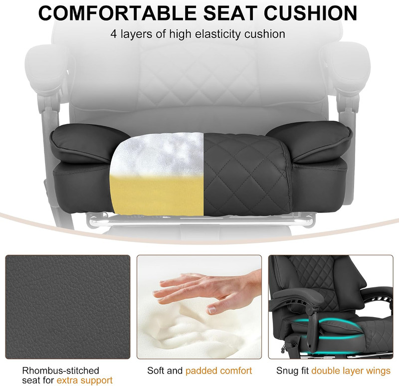 Kneading Massage Office Chair with Heated,90-135° Reclining Executive Office Cha gallery