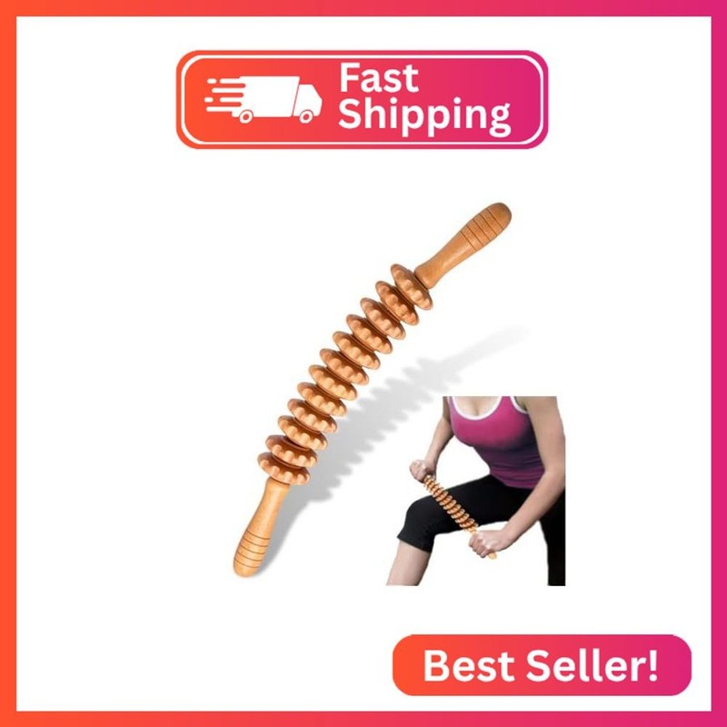 DAOZWUBGIH Curved Wood Therapy Massage Roller Tools,Lymphatic Drainage, Cellulit