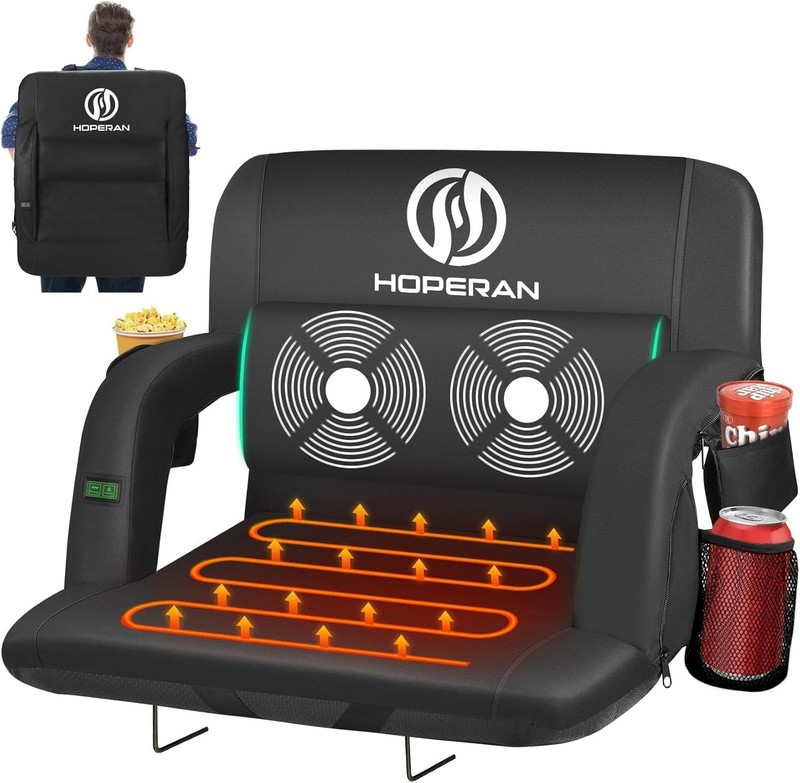 HOPERAN Massage Heated Stadium Seats for Bleachers with Back Support & Lumbar... gallery