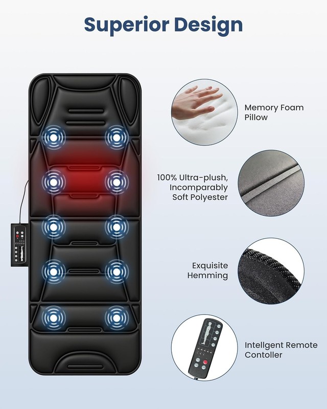 Full Body Massage Mat with Heating & Vibrations – Relaxation Anywhere gallery