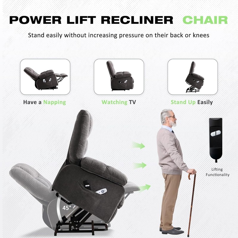 Power Lift Recliner Chair W/ Massage & Heat Elderly,Electric Lift Chair W/ USB gallery