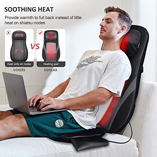 Shiatsu Back Massager with Heat -Deep Kneading Massage Chair Pad with gallery