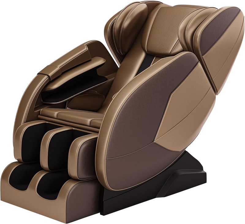 GOLD BROWN Massage Chair 8 Fixed Shiatsu Roller Zer0 Gravity W/ Heater Bluetooth gallery
